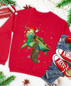 sea turtle christmas lights funny santa hat merry christmas ugly christmas sweatshirt 3 8YzjI