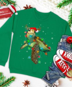 sea turtle christmas lights funny santa hat merry christmas ugly christmas sweatshirt 4 hBT0P