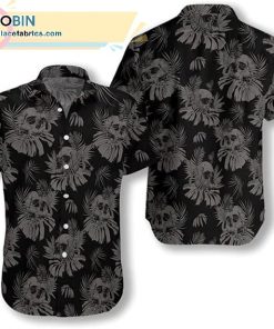 seamless gothic skull with butterfly casual short sleeve hawaiian shirtss 328 w6REP