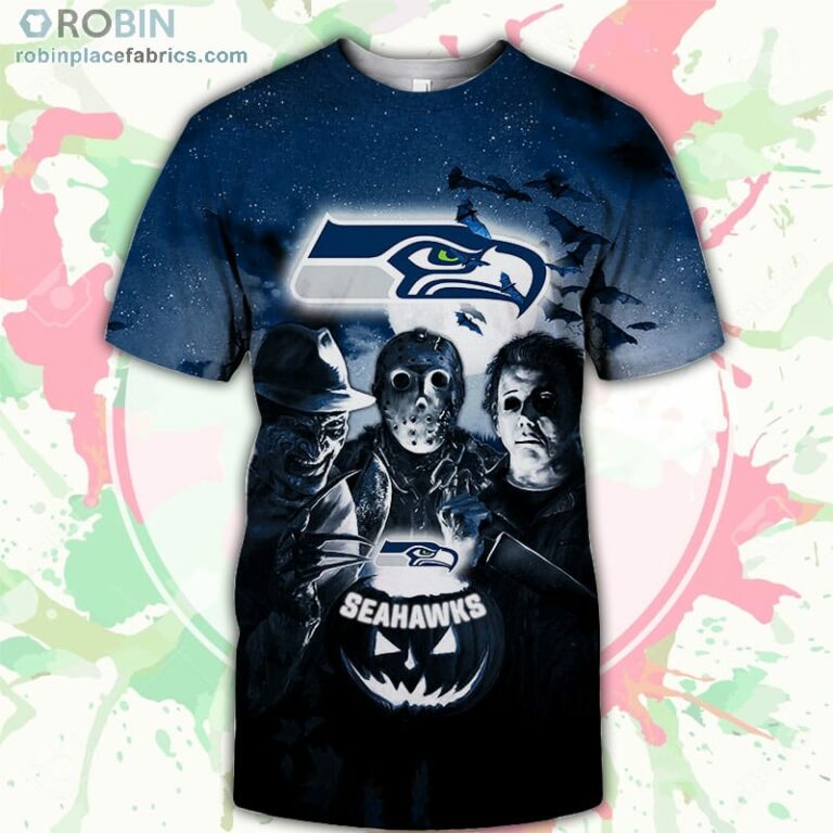 Seattle Seahawks T-Shirt Halloween Horror Night – AOP Tshirt