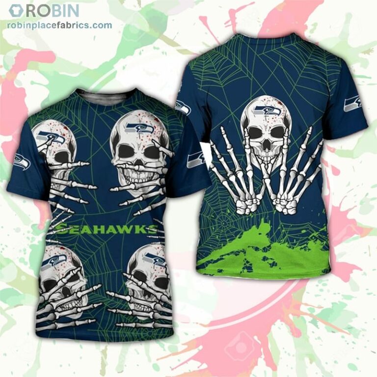Seattle Seahawks T-Shirt Skull For Halloween Graphic – AOP Tshirt