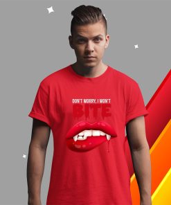 Sexy Vampire Fangs Red Lips I won?t bite Halloween Costume Funny Halloween Shirt