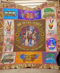 She Is Life Itself Wild And Free Hippie Girl Premium Quilt Blanket