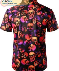 Short Sleeve Hawaiian Shirts Pumpkins Skull Short Sleeve Button Down Shirts