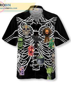 Skeleton Decorate Halloween Casual Short Sleeve Hawaiian Shirts