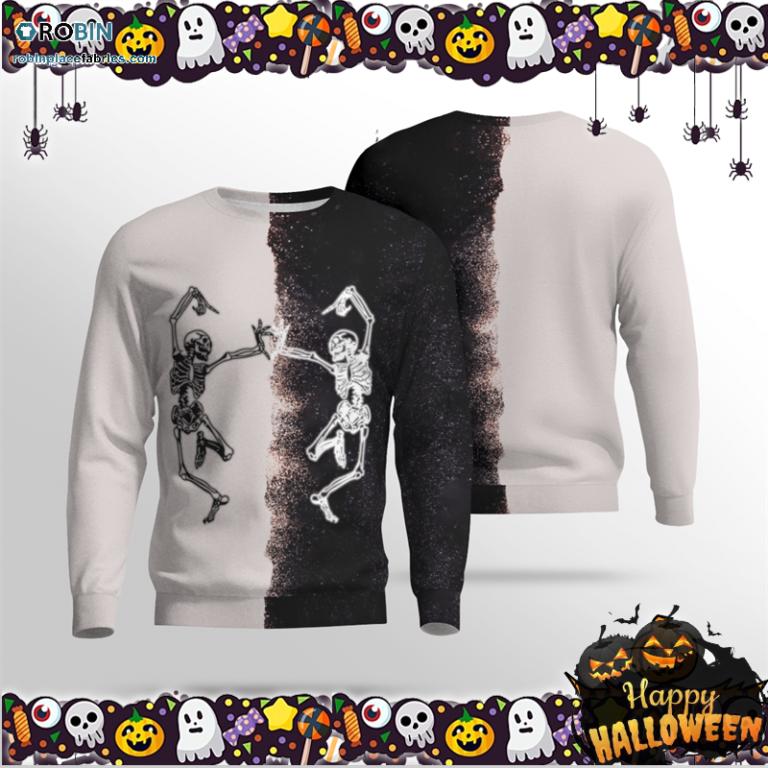 Skeleton Halloween Dance Black And White Sweatshirt