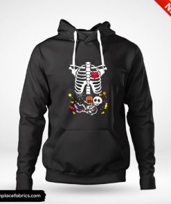 skeleton pregnant shirt maternity baby skeleton with candy halloween hoodie g37ejq