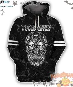 Skull Art FCks Given Halloween Black 3D All-Over Print Unisex Hoodie