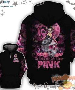 Skull Butterfly Mystic Girl In October We Wear Pink Halloween Black Pink 3D All-Over Print Unisex Hoodie