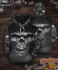 Skull Devil Halloween Dark Grey 3D All-Over Print Unisex Hoodie