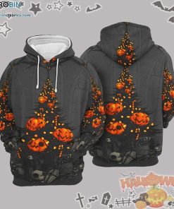 Skull Evil Pumpkin Halloween Grey 3D All-Over Print Unisex Hoodie