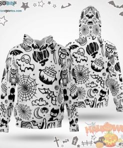 Skull Ghost Bat Pattern Halloween White 3D All-Over Print Unisex Hoodie Skull Ghost Bat Pattern Halloween White 3D All-Over Print Unisex Hoodie