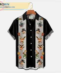 skull halloween print casual short sleeve casual short sleeve hawaiian shirts 16 2pjSj