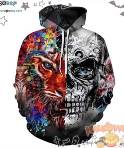 Skull Lion Halloween Colorful 3D All-Over Print Unisex Hoodie