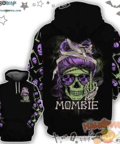 Skull Mombie Halloween Black 3D All-Over Print Unisex Hoodie