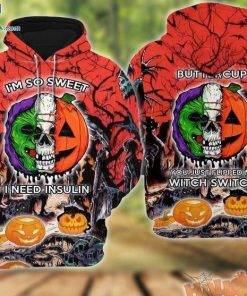 Skull Pumpkin I Need Insulin Halloween Red 3D All-Over Print Unisex Hoodie