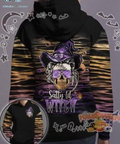 Skull Purple Sunglass Satty Lil’ Witch Halloween Striped 3D All-Over Print Unisex Hoodie