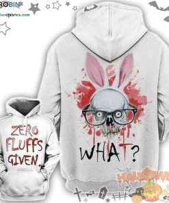Skull Rabbit Zerp Fluffs Given Halloween White 3D All-Over Print Unisex Hoodie