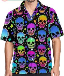 skull short sleeve hawaiian shirts 324 1PGKi