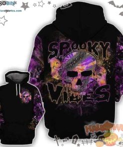 Skull Spooky Vibes Halloween Black 3D All-Over Print Unisex Hoodie