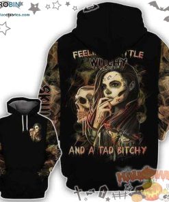 Skull Tattoo Girl Witchy Bitchy Halloween Black 3D All-Over Print Unisex Hoodie