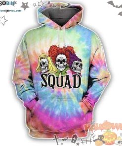 Skull Witches Squad Halloween Tie Dye 3D All-Over Print Unisex Hoodie