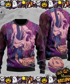 Skull Wool Halloween Ugly Sweater