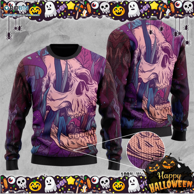 Skull Wool Halloween Ugly Sweater