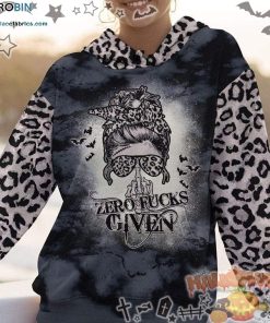 Skull Zero FCks Given Halloween Tie Dye Leopard 3D All-Over Print Unisex Hoodie