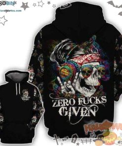 Skull Zero FCks Givens Halloween Black 3D All-Over Print Unisex Hoodie
