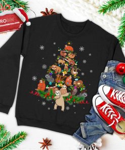 sloths christmas tree lights funny sloths xmas gift ugly christmas sweatshirt 3 nCnjA