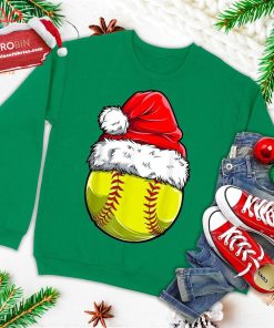 softball ball santa christmas girls funny xmas hat sport ugly christmas sweatshirt 3 ZqHuO