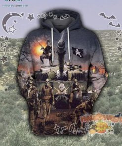 Soldier Skull Tank Halloween Grey 3D All-Over Print Unisex Hoodie