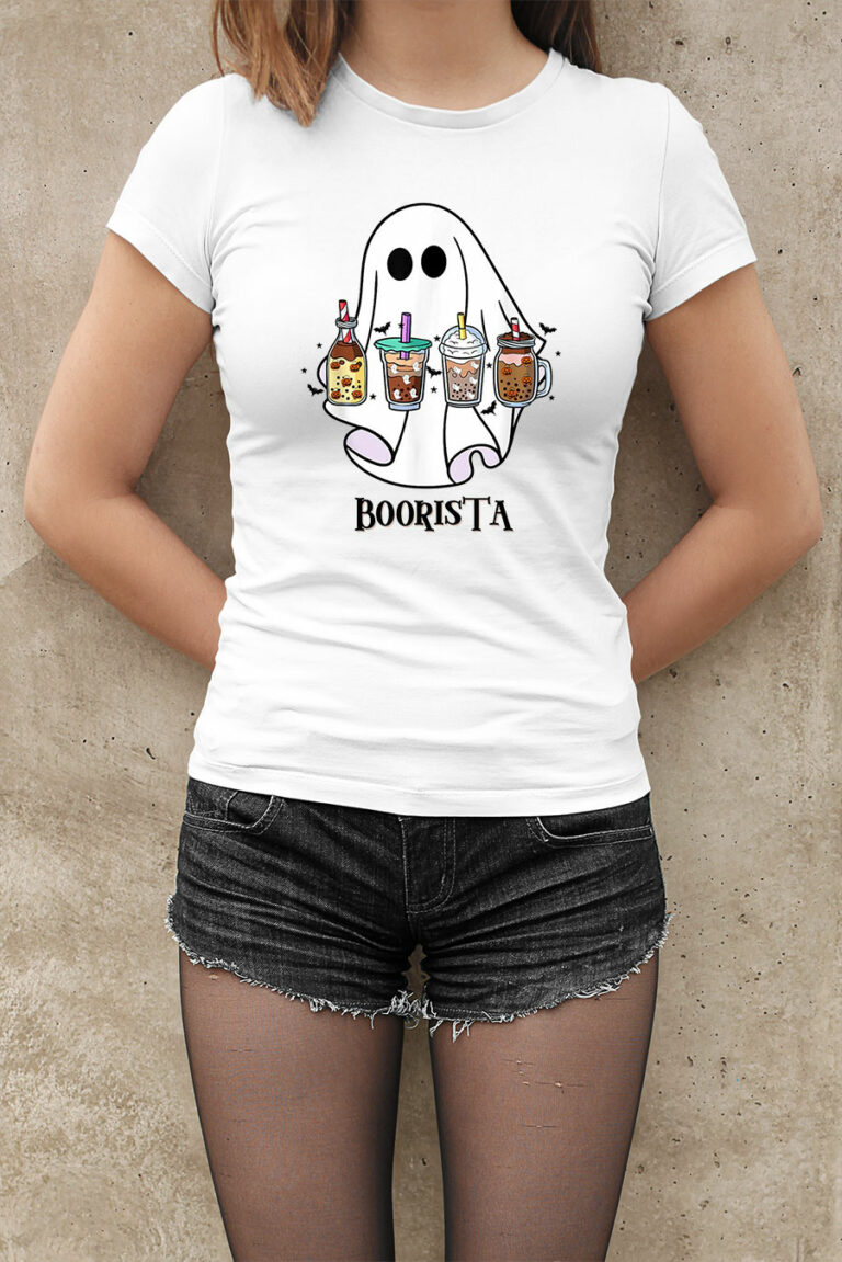 Spooky Ghost Boorista Boo Coffee Halloween Spooky Ghost Coffee Barista Shirt