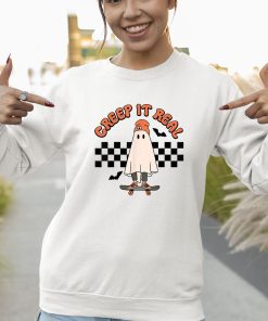 spooky ghost creep it real spooky halloween trick treat ghost skateboard shirt 43 yacwr1