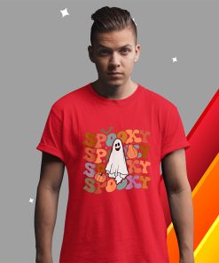 Spooky Ghost Groovy Spooky Vibes Vintage Floral Ghost Hippie Halloween Shirt