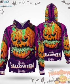 Spooky Pumpkin Spider Happy Halloween Purple 3D All-Over Print Unisex Hoodie