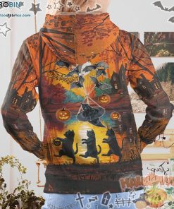 Spooky Trick Or Treat Black Cat Orange Halloween 3D All-Over Print Unisex Hoodie