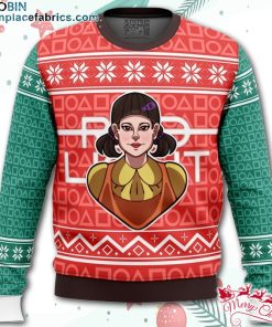 Squid Game Red Light Green Light Doll Ugly Christmas Sweater – AOP Sweater