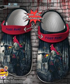 Halloween Clogs – Personalized St. Louis Cardinals Friday the 13th Horror Character Crocs Shoes
