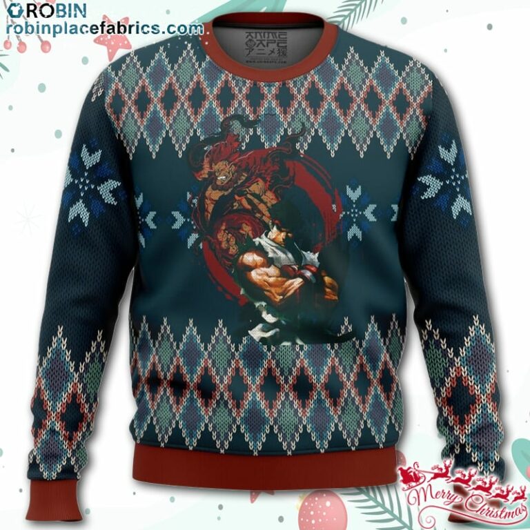 Street Fighter Ryu and Akuma Ugly Christmas Sweater – AOP Sweater
