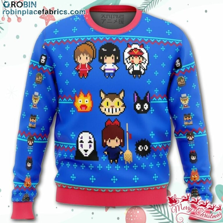 Studio Ghibli Blue Ugly Christmas Sweater – AOP Sweater