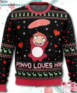 Studio Ghibli Ponyo Loves Ham Miyazaki Ugly Christmas Sweater – AOP Sweater