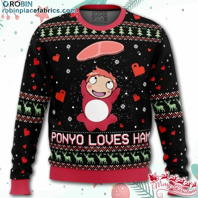 Studio Ghibli Ponyo Loves Ham Miyazaki Ugly Christmas Sweater – AOP Sweater
