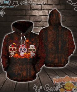 Sugar Skull Evil Pumpkin Halloween Pattern 3D All-Over Print Unisex Hoodie