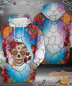 Sugar Skull Roses Halloween Colorful 3D All-Over Print Unisex Hoodie Sugar Skull Roses Halloween Colorful 3D All-Over Print Unisex Hoodie
