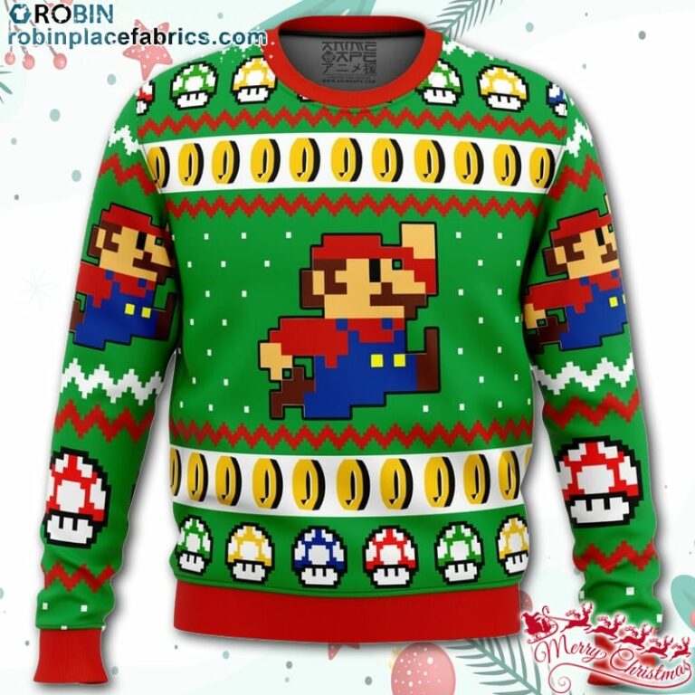 Super Mario Jump Ugly Christmas Sweater – AOP Sweater