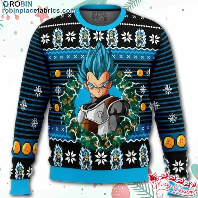 Super Saiyan Blue Vegeta Ugly Christmas Sweater – AOP Sweater