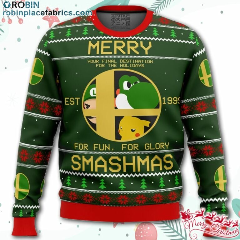 Super Smash Bros Merry Smashmas Ugly Christmas Sweater – AOP Sweater