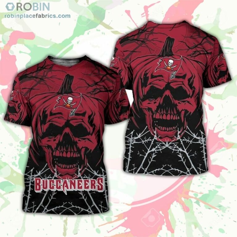 Tampa Bay Buccaneers T-Shirt Halloween Pumpkin Skull – AOP Tshirt